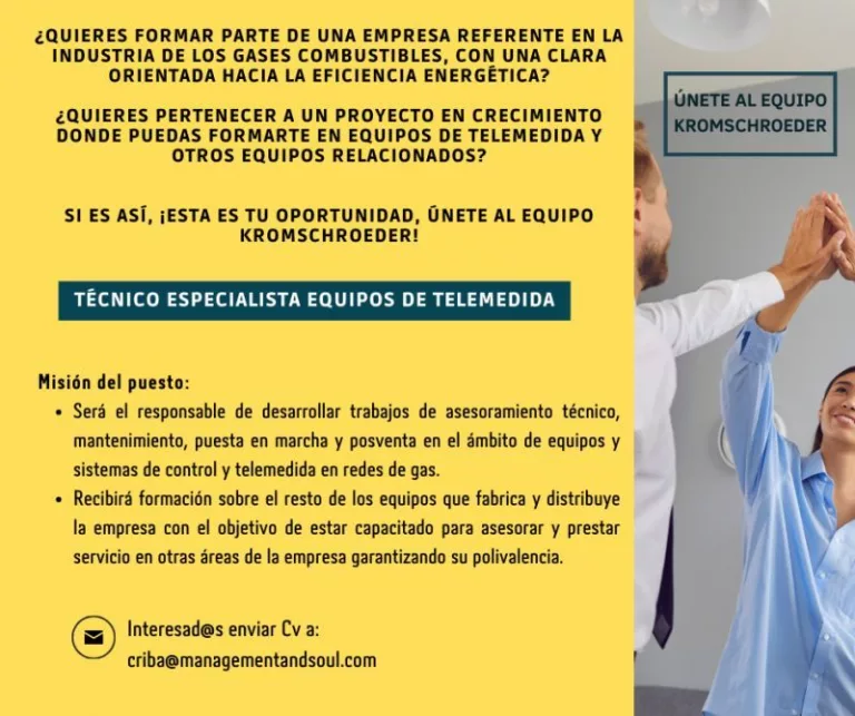 Cartel busqueda de especialista equipos de telemedida