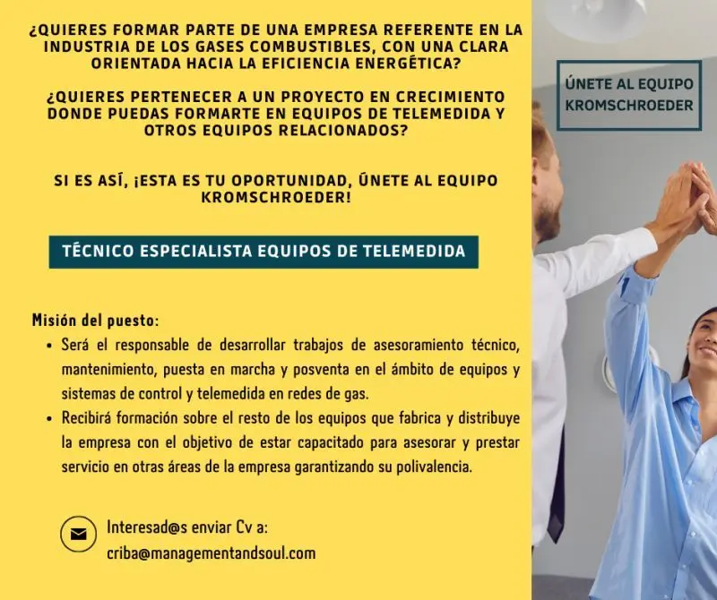 Cartel busqueda de especialista equipos de telemedida